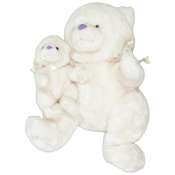 XL weißer Bär mit Baby & lila Nasen