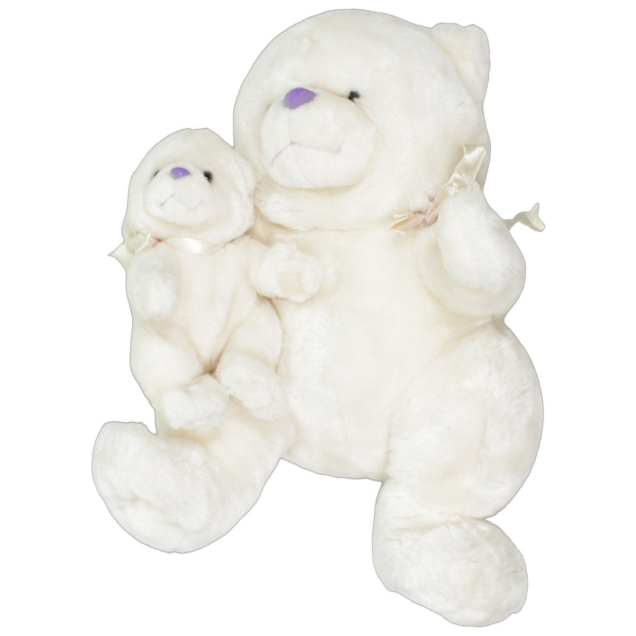 XL weißer Bär mit Baby & lila Nasen