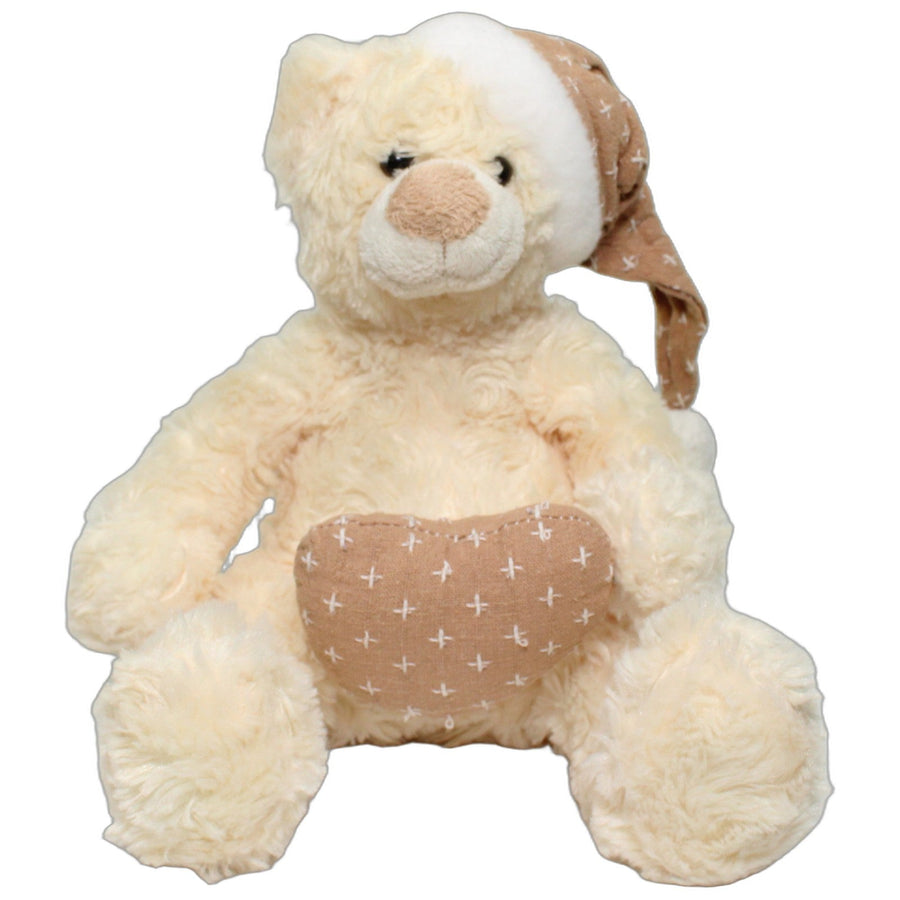 Cremefarbener Teddybär mit Mütze&Herz