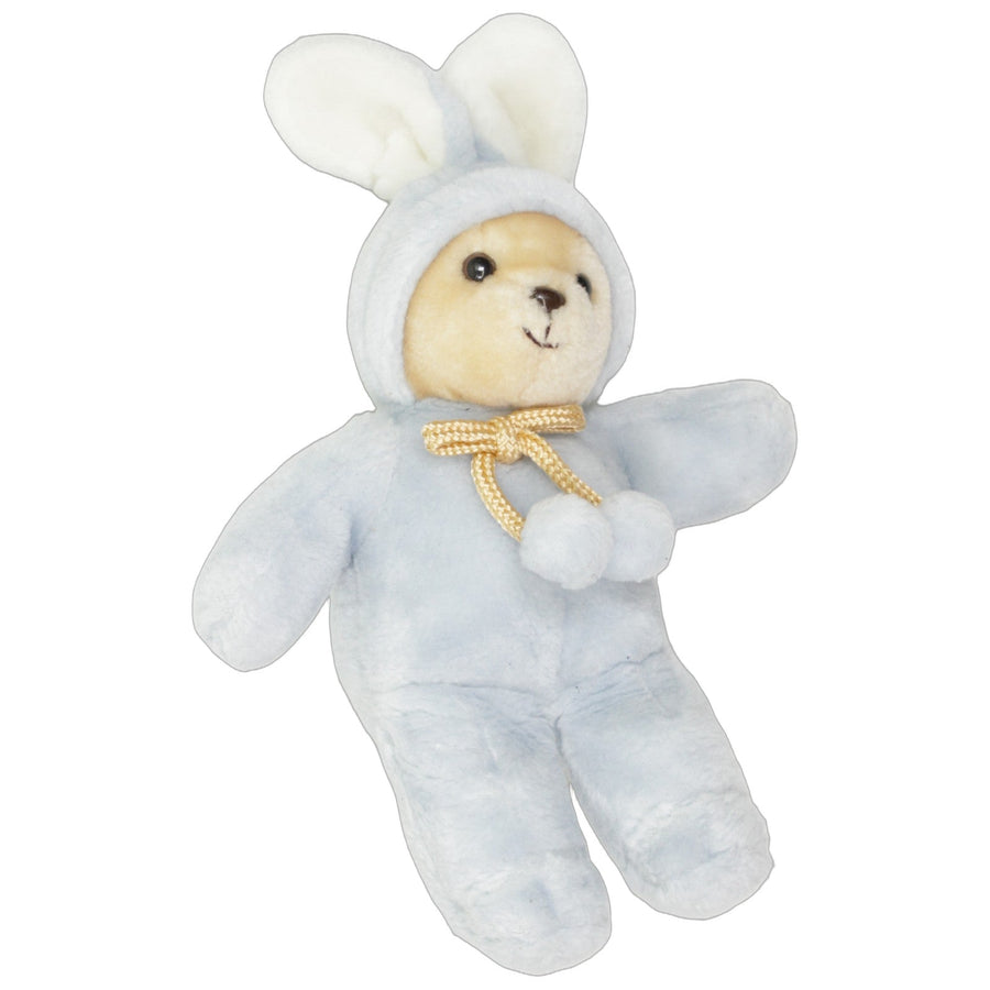 Teddy in hellblauem Hasenkostüm