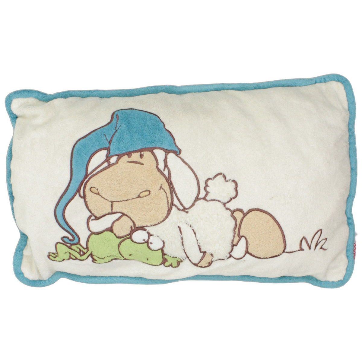 123000027443 NICI Schaf mit Schlafmütze & Frosch Kissen Kumpel Leo 23cm 40cm _Wieder Da_