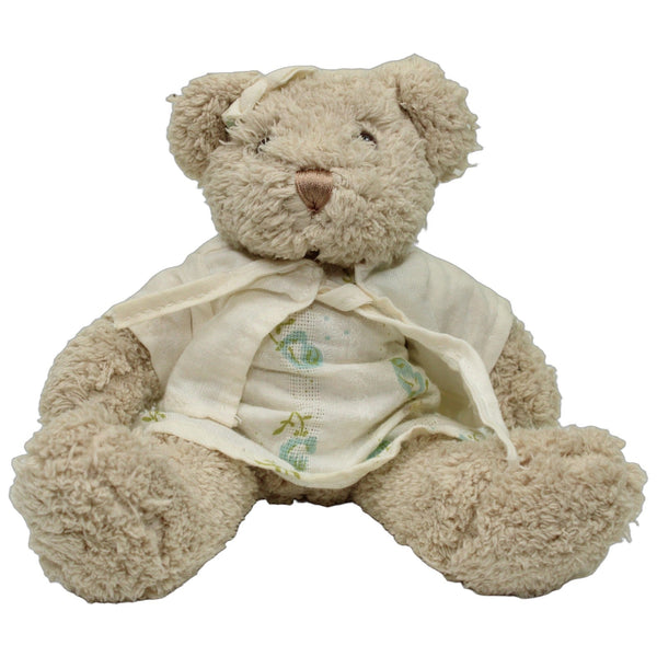 Bär mit Blumenkleid, beige