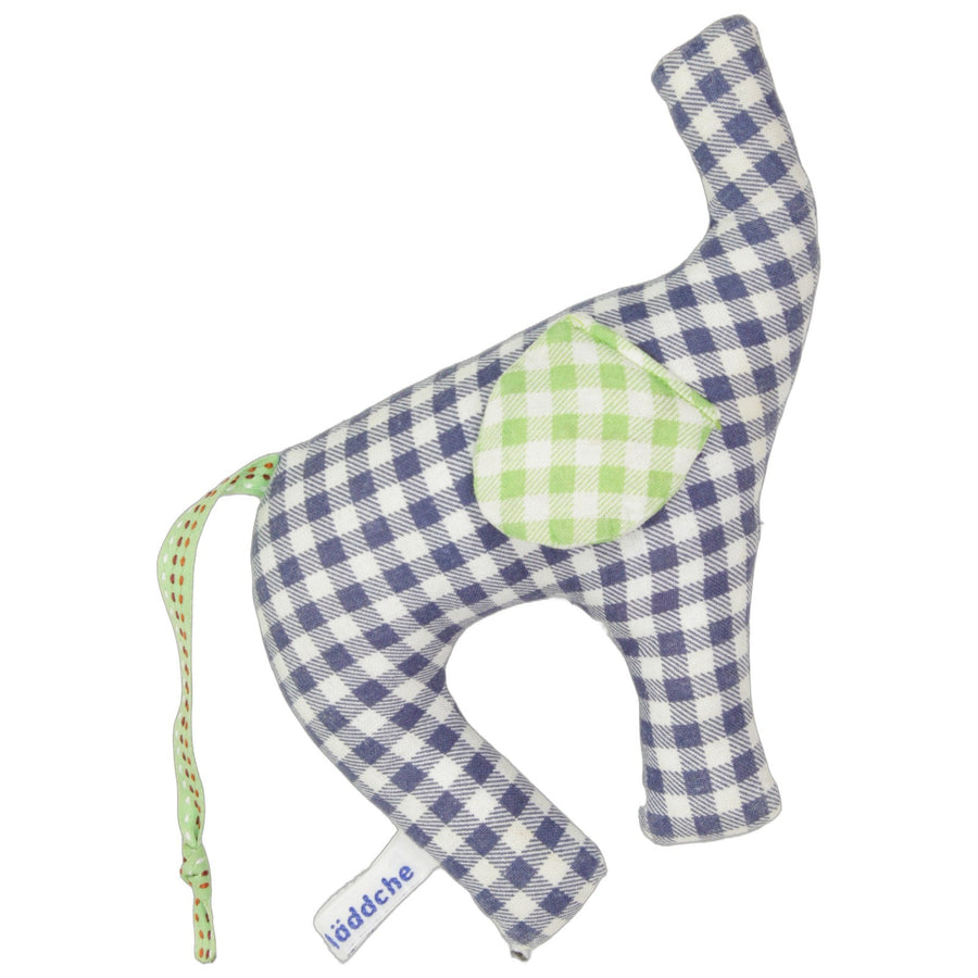 Patchwork Elefant mit Karomuster, blau-weiß