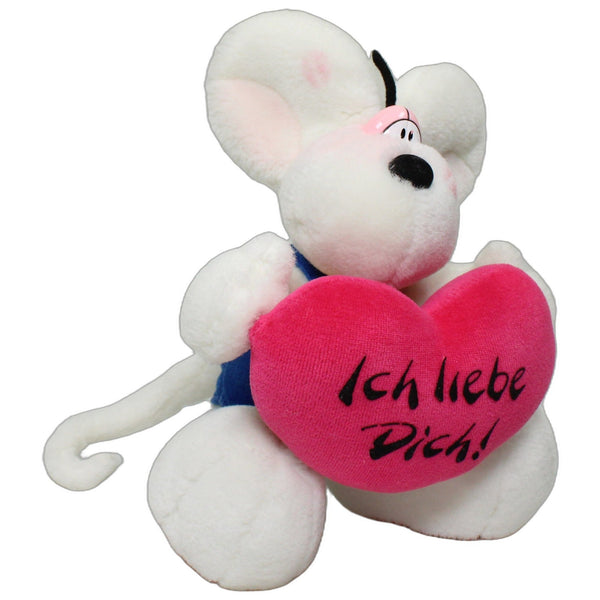 Weiße Diddl-Maus mit Herz "Ich liebe Dich!"