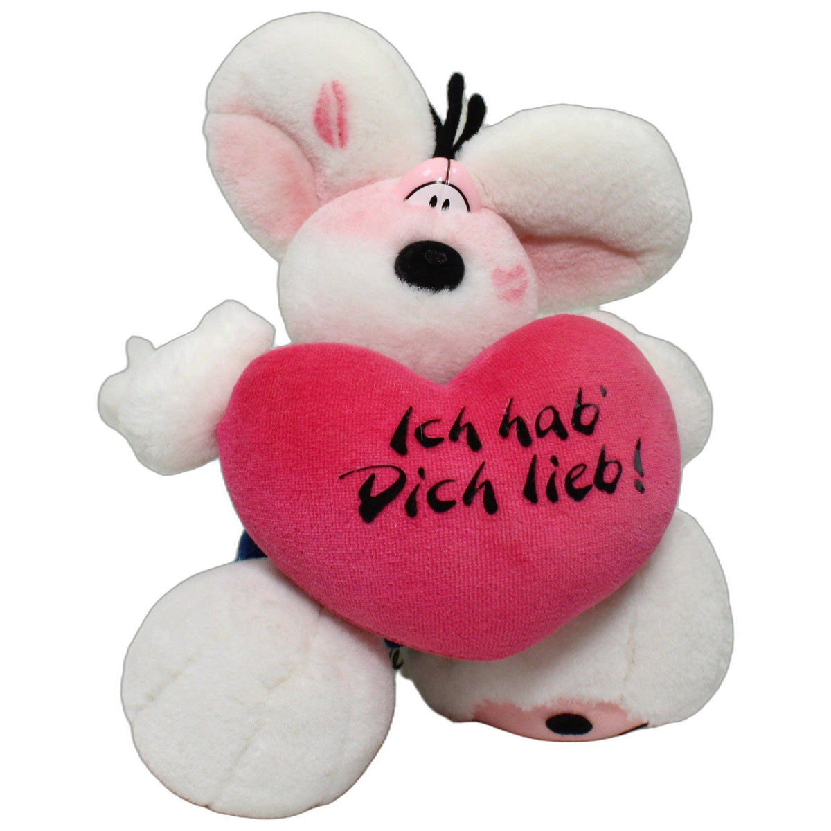 123000027596 Depesche Weiße Diddl-Maus mit Herz "Ich hab' Dich lieb!" Kuscheltier Kumpel Leo 20cm _Vintage_ ebay-20-stofftiere