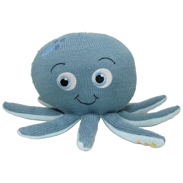 Süßer blauer Oktopus in Strickoptik