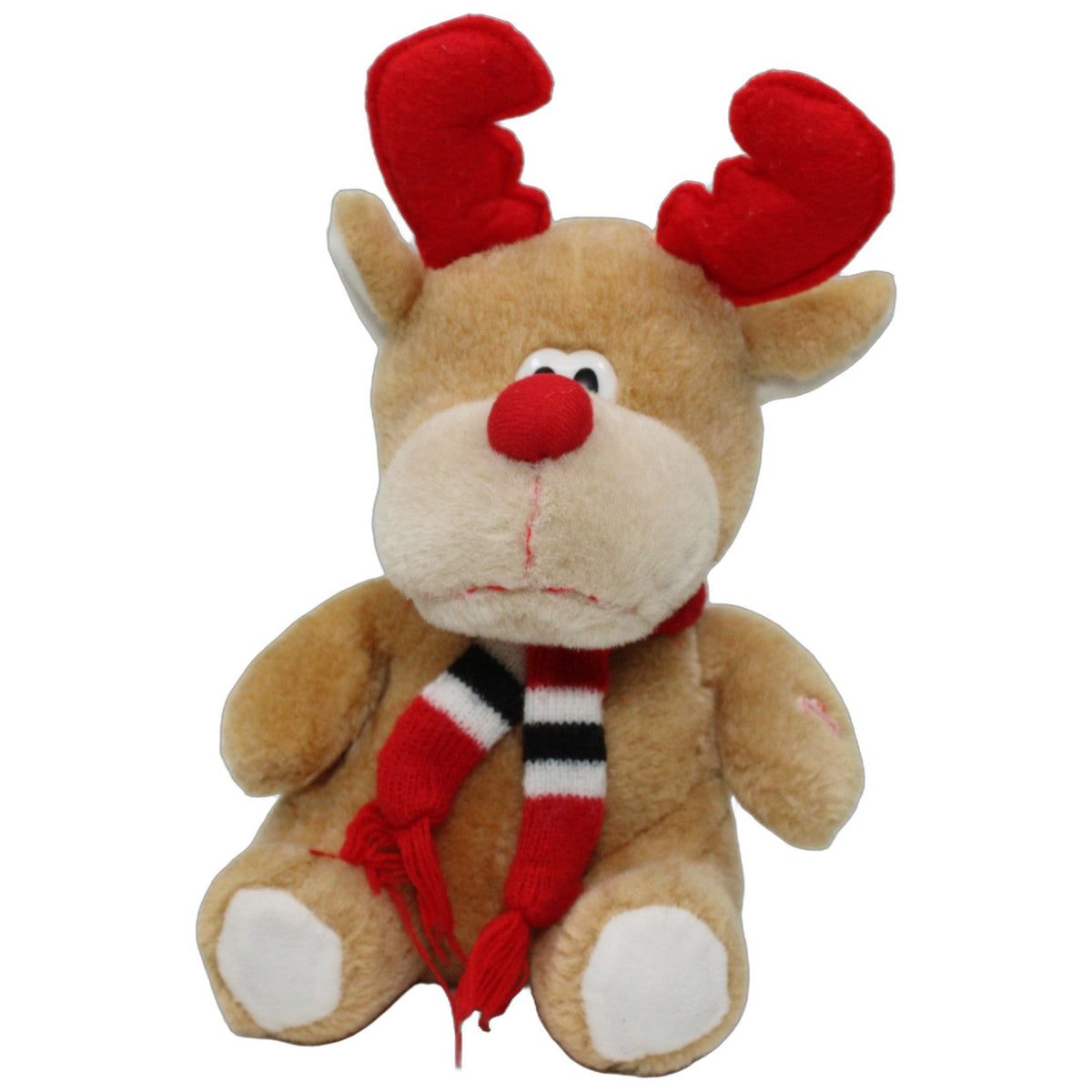 123000027623 Windel Süßes Rentier mit roter Nase & Geweih, sitzend Kuscheltier Kumpel Leo 20cm _Wieder Da_ Beige