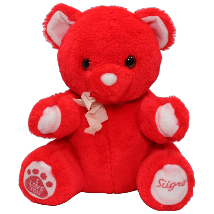 Roter Bär mit Schleife " I LOVE YOU Sügro"