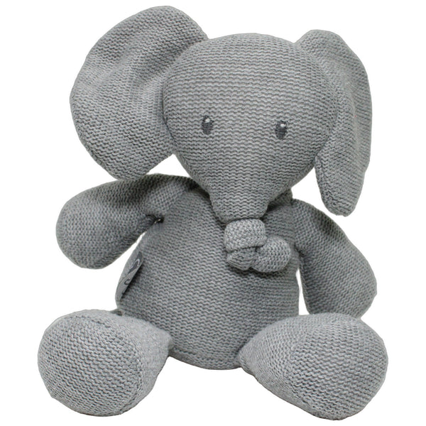 Süßer Schlenker Elefant in Strickoptik, grau
