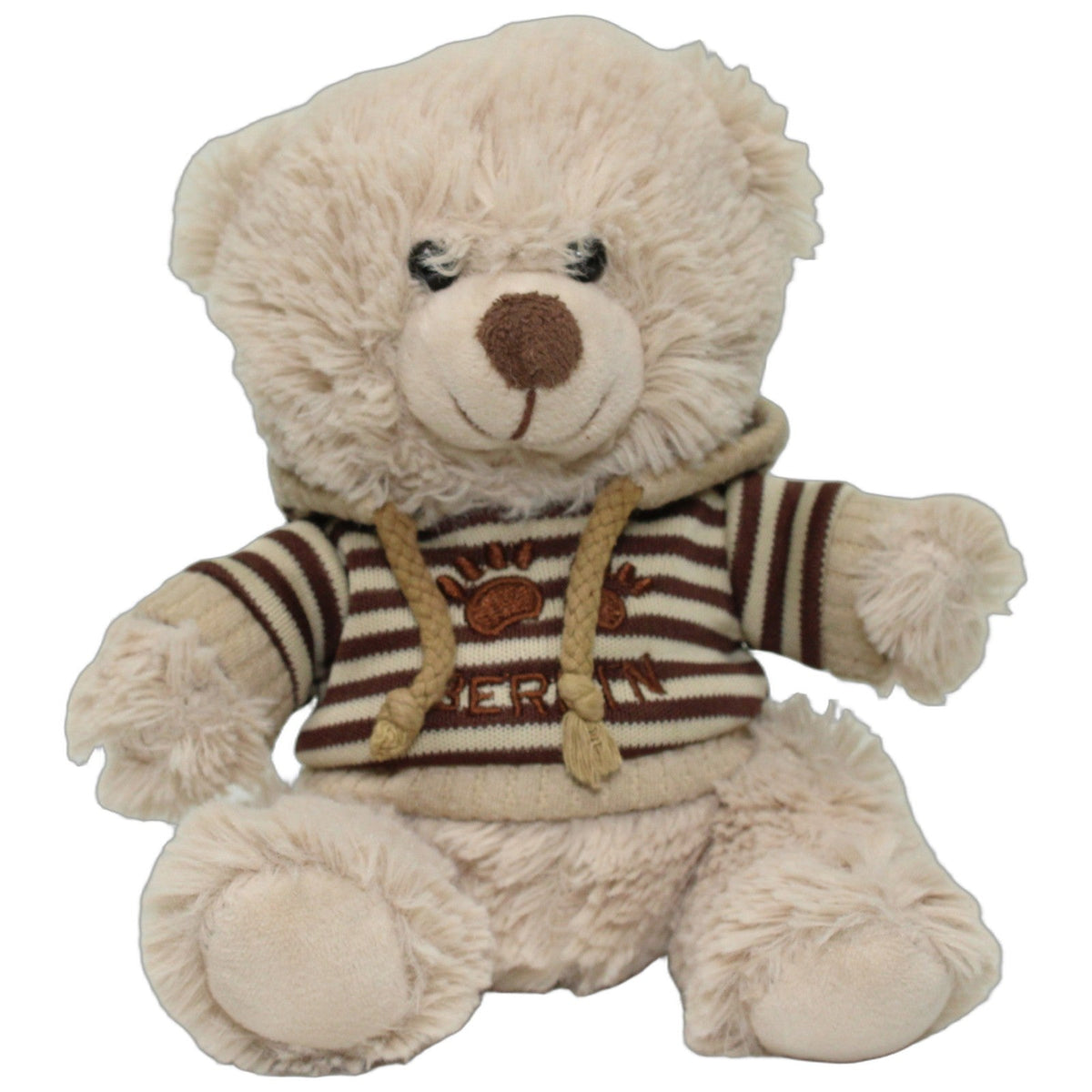 123000027797 MUDDASTADT Süßer Teddy mit gestreiftem Pullover "BERLIN" Kuscheltier Kumpel Leo 15cm _Wieder Da_ Beige