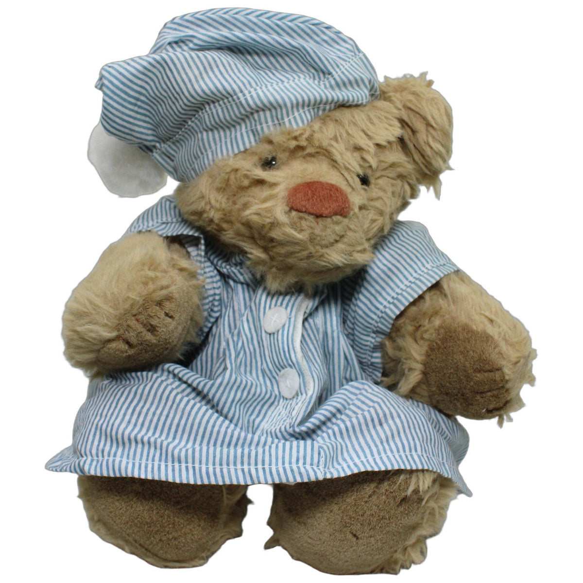 123000027816 Unbekannt Süßer Zottelbär mit Schlafkleid & Schlafmütze Kuscheltier Kumpel Leo 28cm _Wieder Da_ Beige
