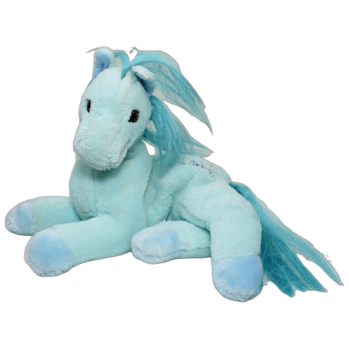 123000027825 Heunec Schönes hellblaues Pferd "Pony", liegend Kuscheltier Kumpel Leo 27cm _Vintage_ _Wieder Da_