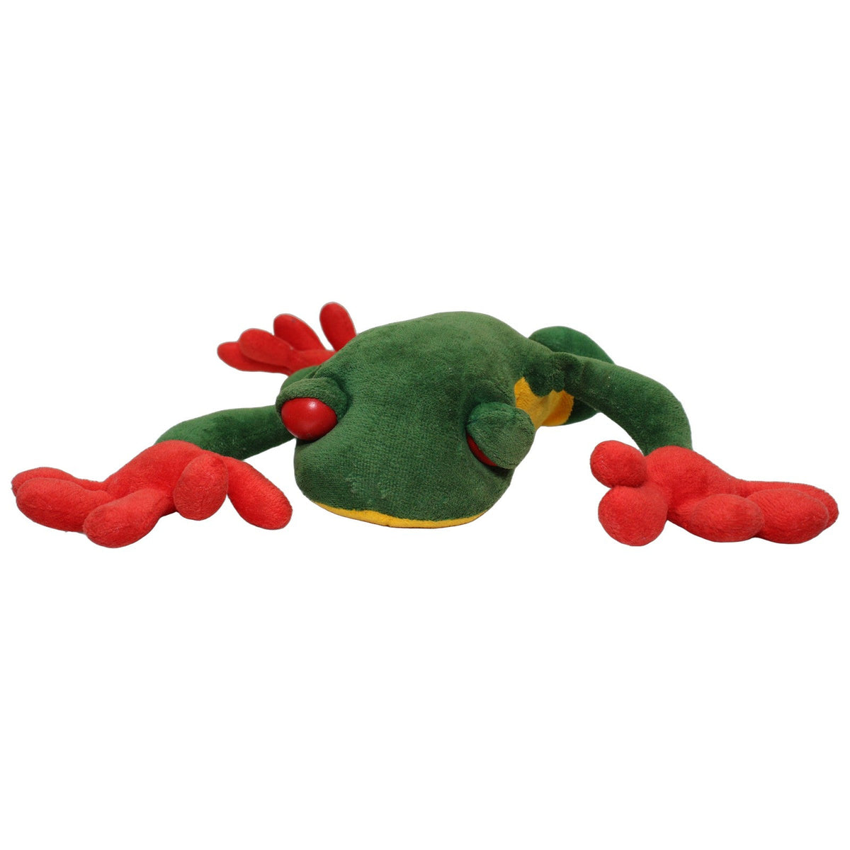 123000027833 Unbekannt Schöner großer Schlenker-Frosch mit roten Holzaugen Kuscheltier Kumpel Leo 35cm _Vintage_ _Wieder Da_