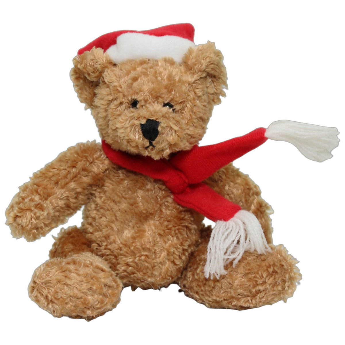 123000027834 Buy Best Brauner Zottel-Bär mit Weihnachtsmütze und Schal Kuscheltier Kumpel Leo 20cm Beige ebay-stofftiere