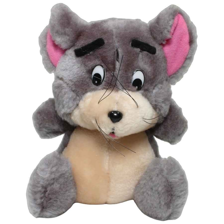 Graue Maus mit schwarzen Augenbrauen