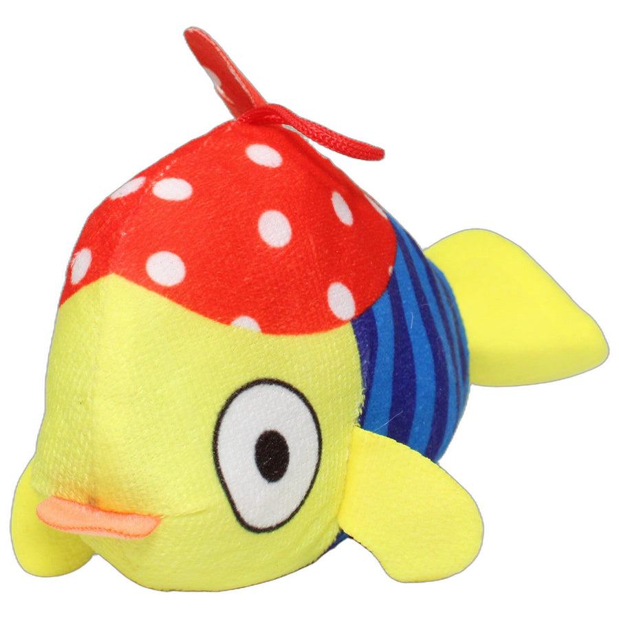Gelb-blauer Fisch mit rotem Piratenhut