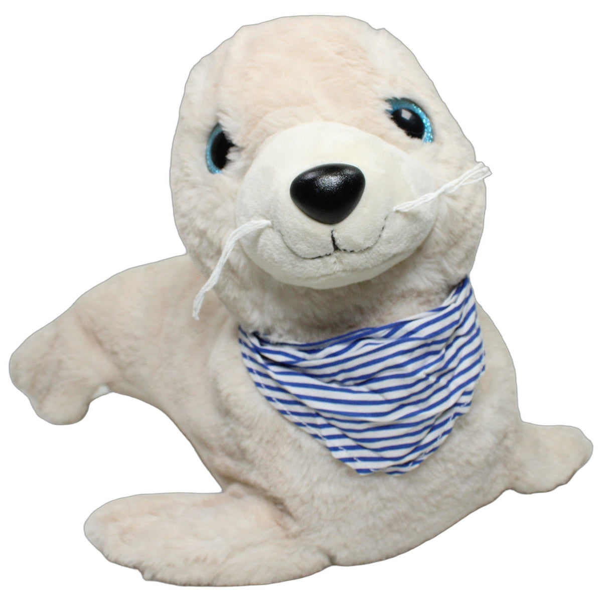 123000027964 Kaufhaus Martin Stolz XL Robbe mit Ringel-Tuch Kuscheltier Kumpel Leo 45cm _Wieder Da_ Beige