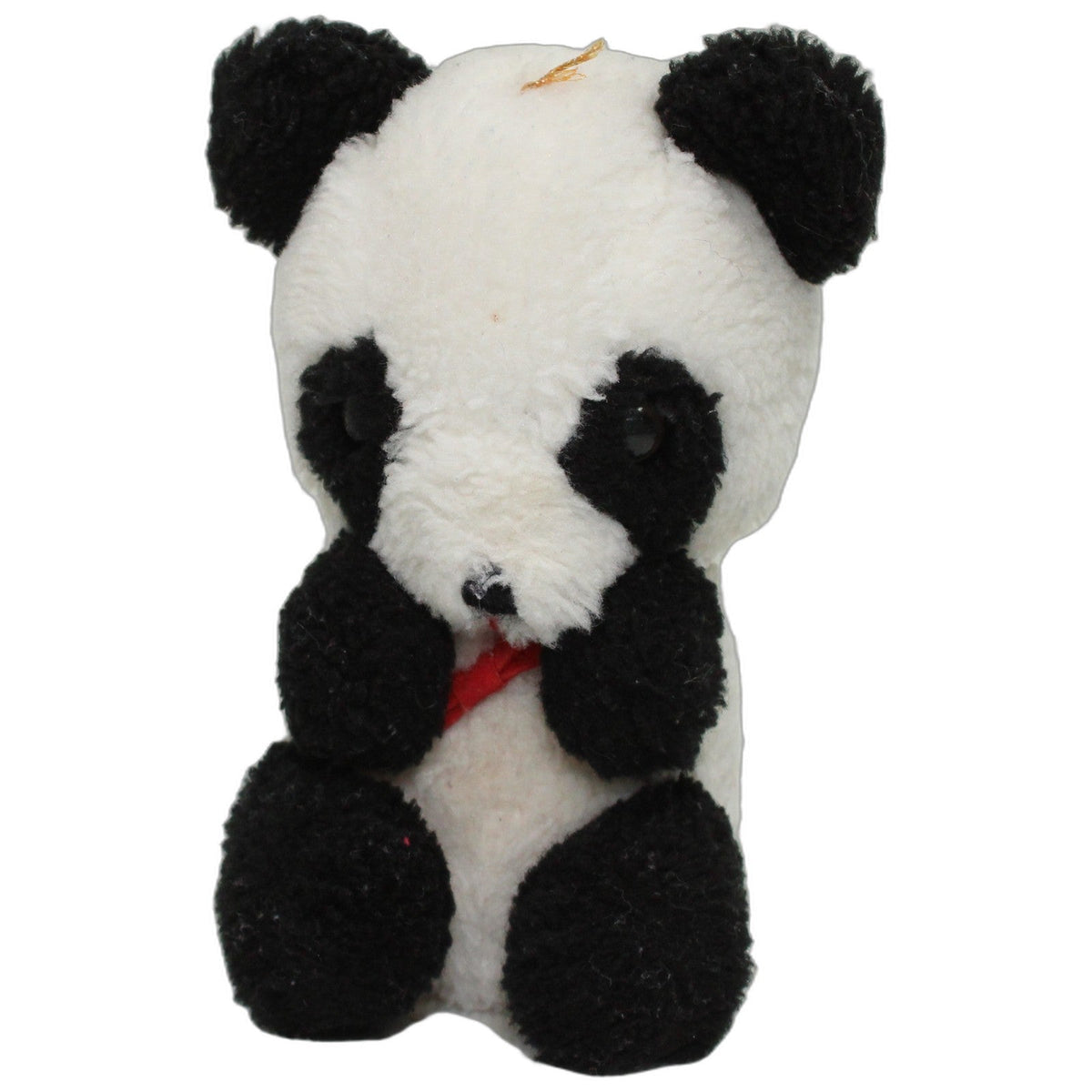 123000027978 Unbekannt Quietsch-Panda mit roter Fliege Kuscheltier Kumpel Leo 14cm _Vintage_ _Wieder Da_