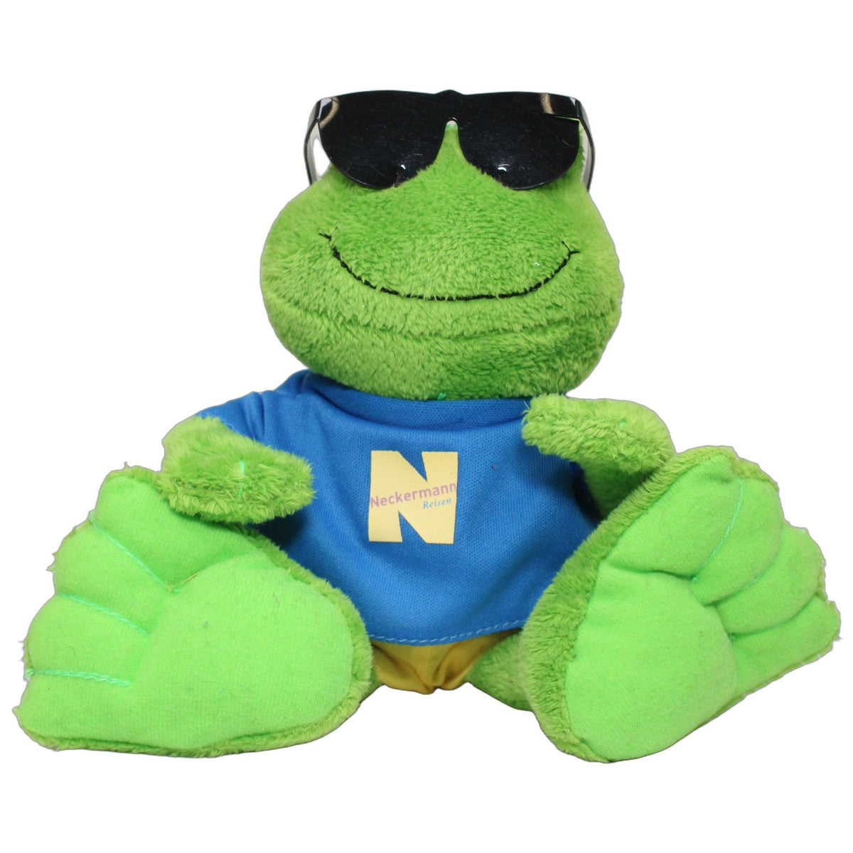 123000028075 Perleberg Neckermann Reisen, cooler Frosch mit Sonnenbrille Kuscheltier Kumpel Leo 20cm Blau ebay-20-stofftiere