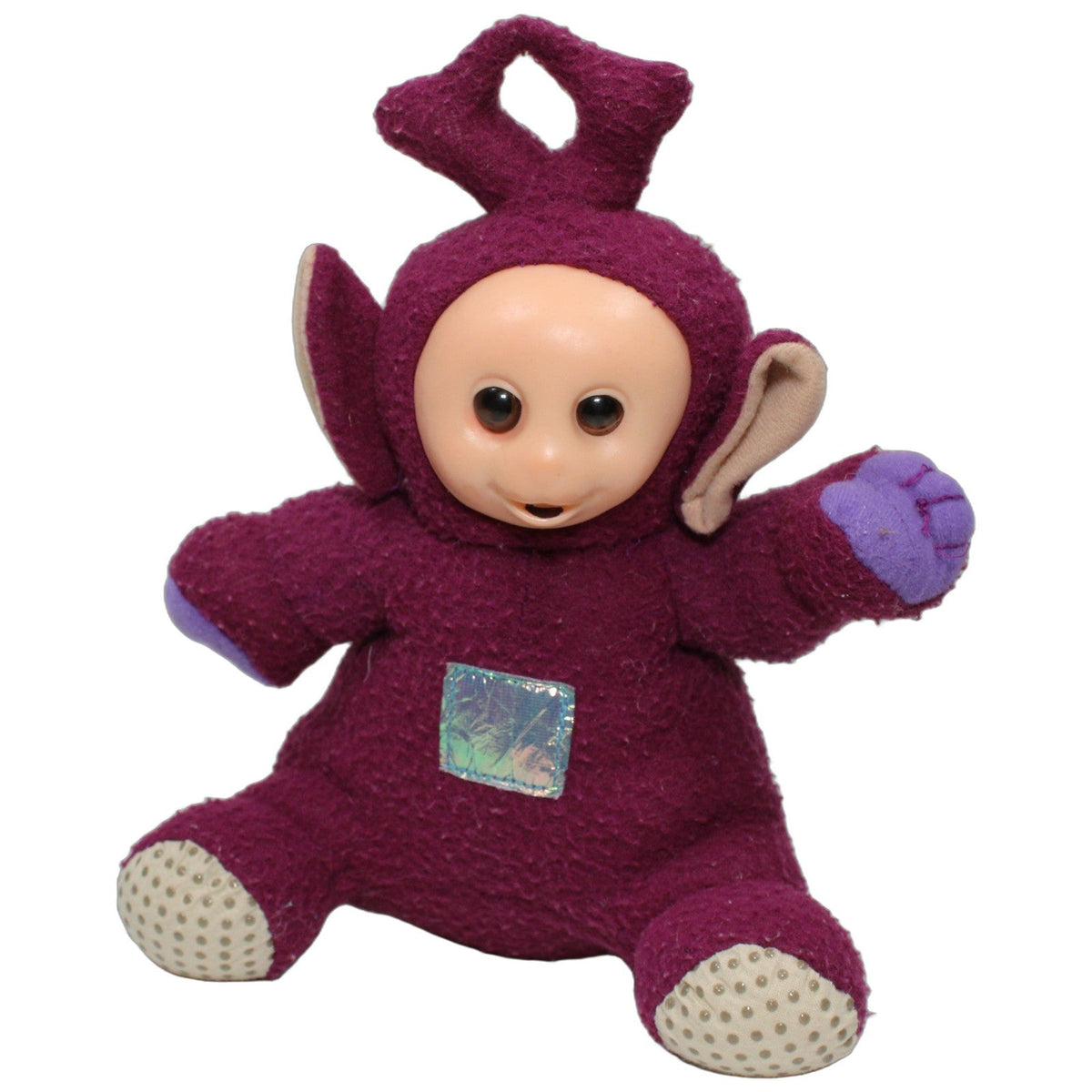 123000028111 GW Werbung Violetter Alien, sitzend Plüschfigur Kumpel Leo 24cm _Vintage_ Alien