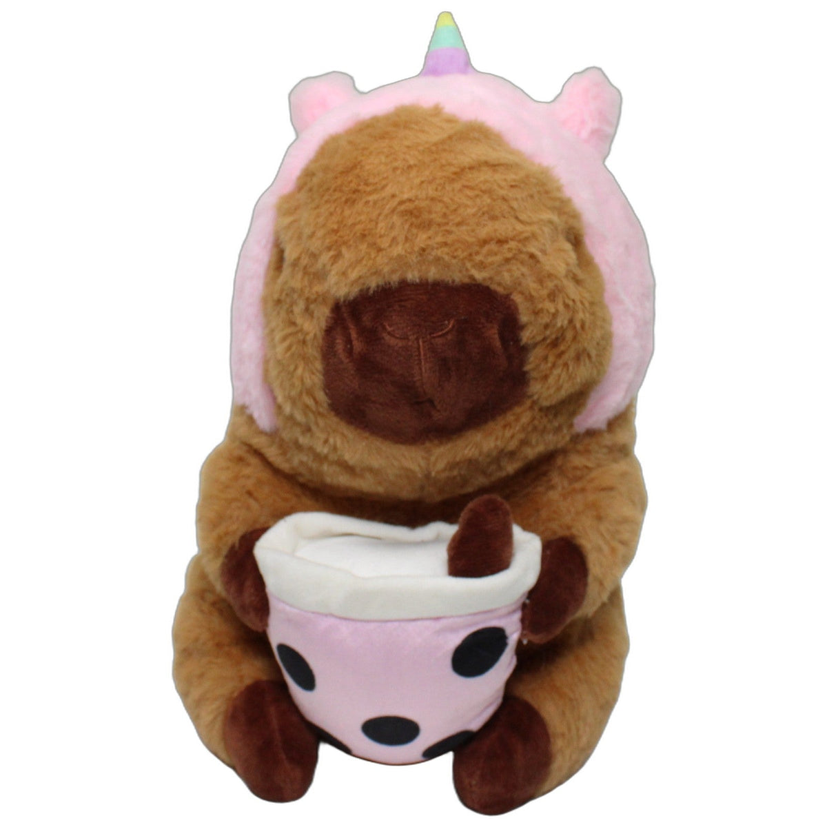 123000028139 ALIKI Capybara mit Bubble Tea & Einhorn-Mütze Kuscheltier Kumpel Leo 32cm _Wieder Da_ Braun