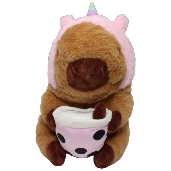 Capybara mit Bubble Tea & Einhorn-Mütze