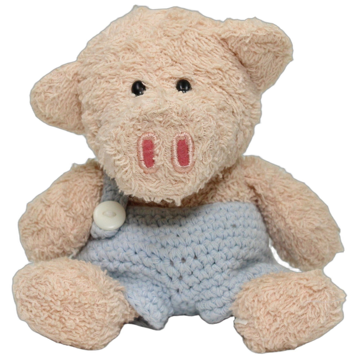 123000028145 BB Direkt Kleines Frottee Schweinchen Wickelwutz mit Latzhose Kuscheltier Kumpel Leo 15cm Beige Blau