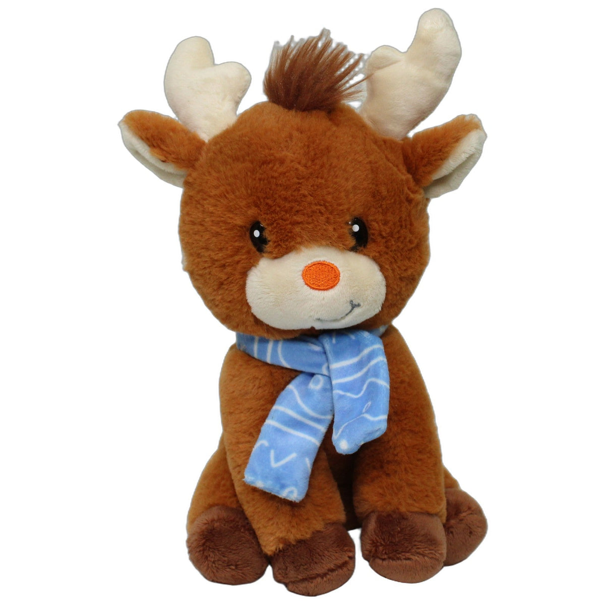 123000028197 Brauns-Heitmann Niedliches Rentier mit blauem Schal, sitzend Kuscheltier Kumpel Leo 25cm _Wieder Da_ Beige