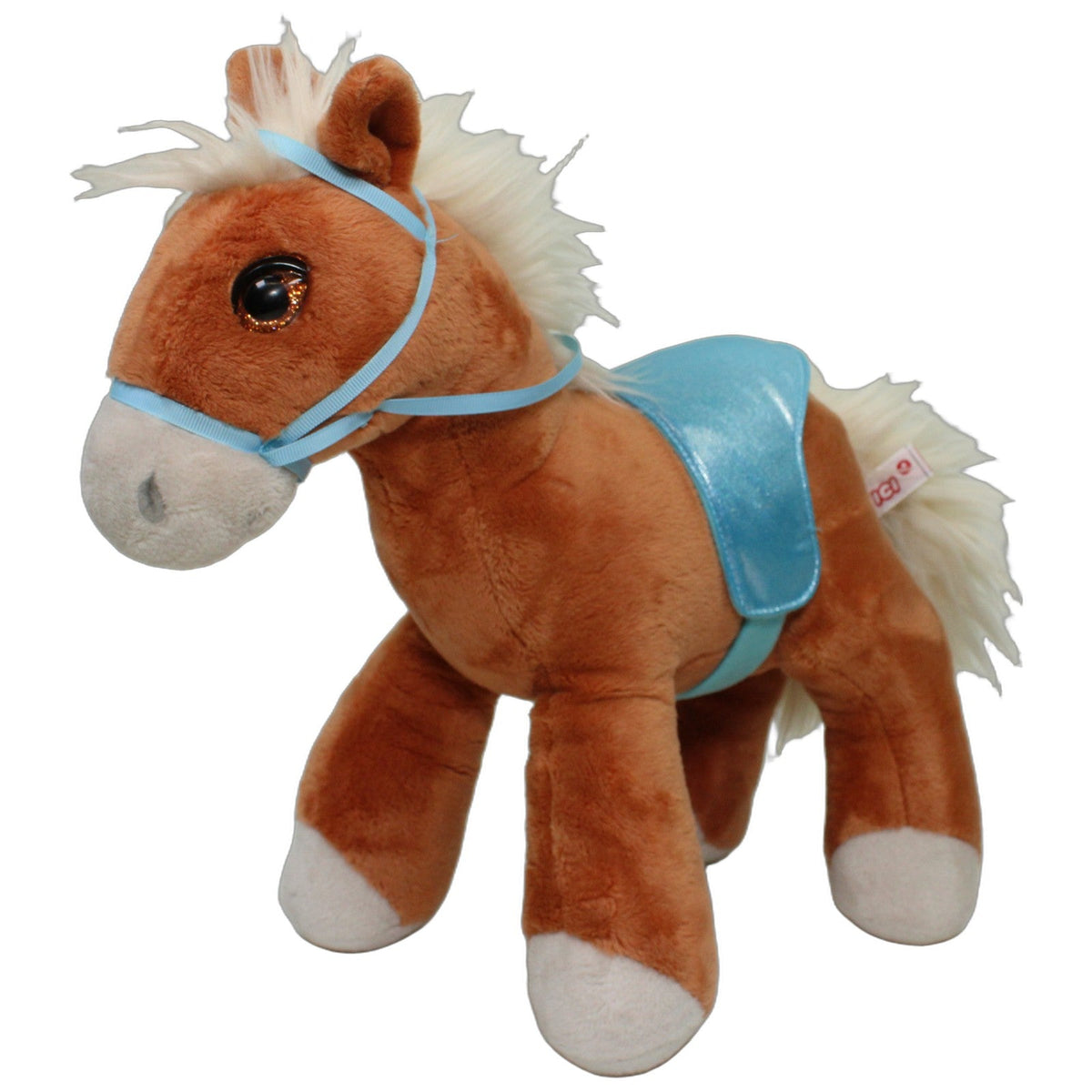 123000028268 NICI Großes Pferd Haflinger Leotie mit Zaumzeug, stehend Kuscheltier Kumpel Leo 35cm _Wieder Da_ Blau