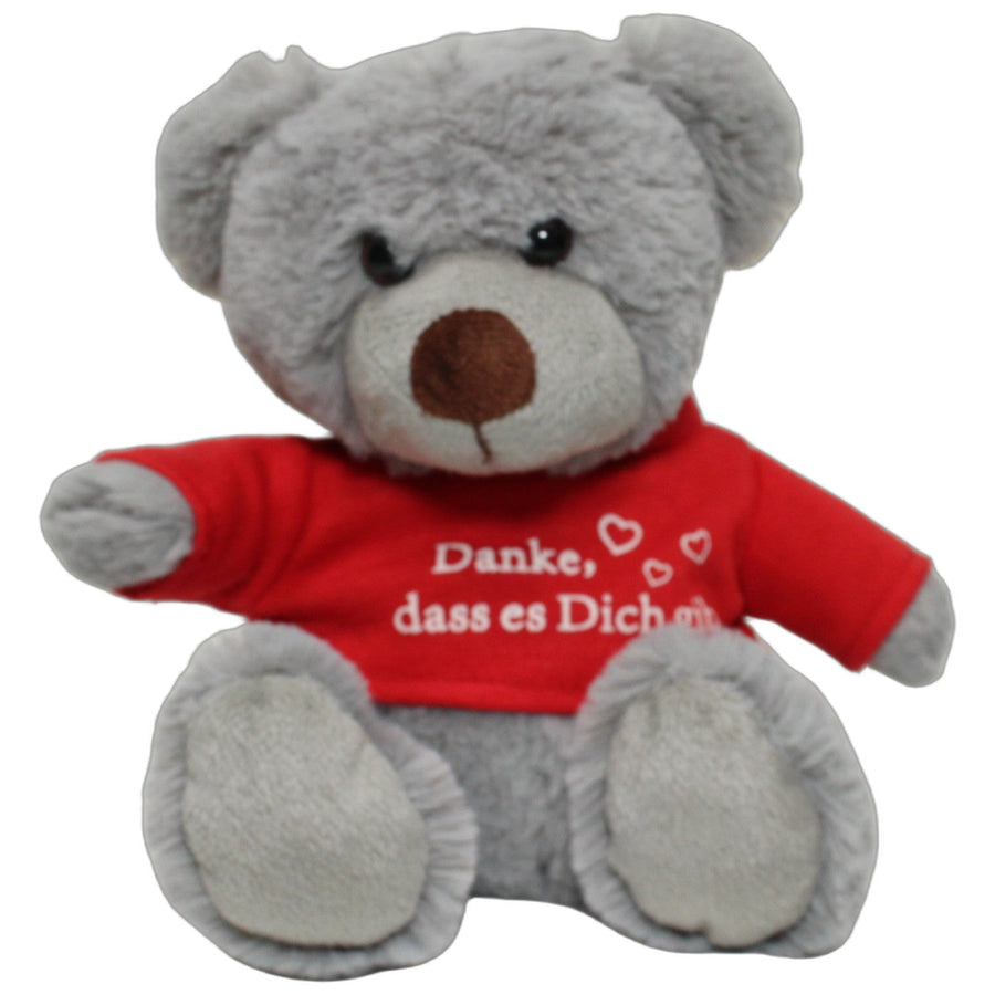 Grauer Teddybär mit rotem Shirt "Danke, dass es Dich gibt"