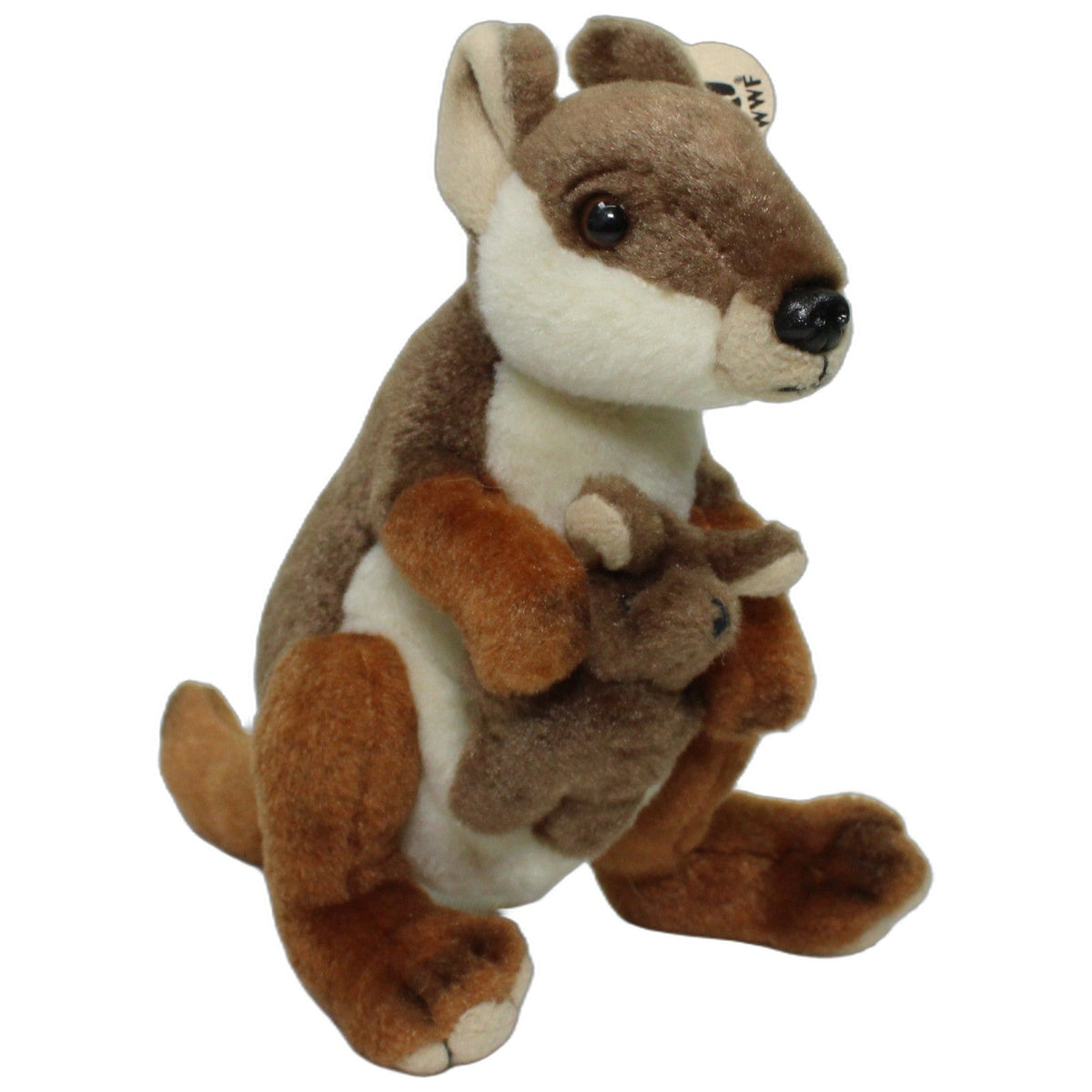 123000028323 Bon Ton Toys WWF, Känguru mit Baby Kuscheltier Kumpel Leo 20cm Beige Braun