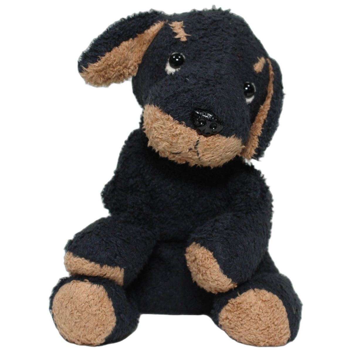 123000028437 Russ Berrie Kleiner schwarzer Hund Biscuit Kuscheltier Kumpel Leo 13cm _Vintage_ Braun