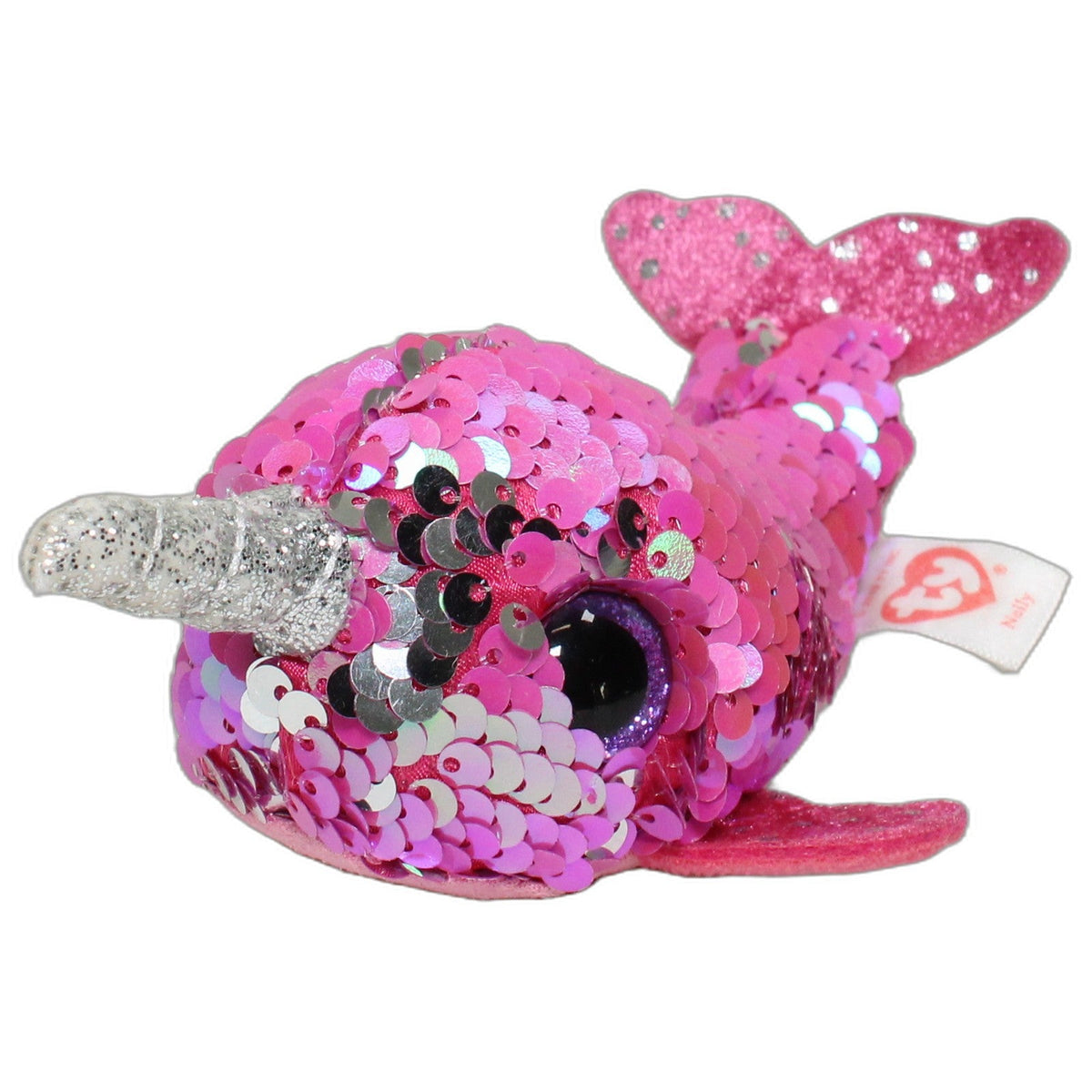 123000028496 TY Pinker Pailletten-Narwwal Nelly Kuscheltier Kumpel Leo 15cm _Wieder Da_ ebay-stofftiere
