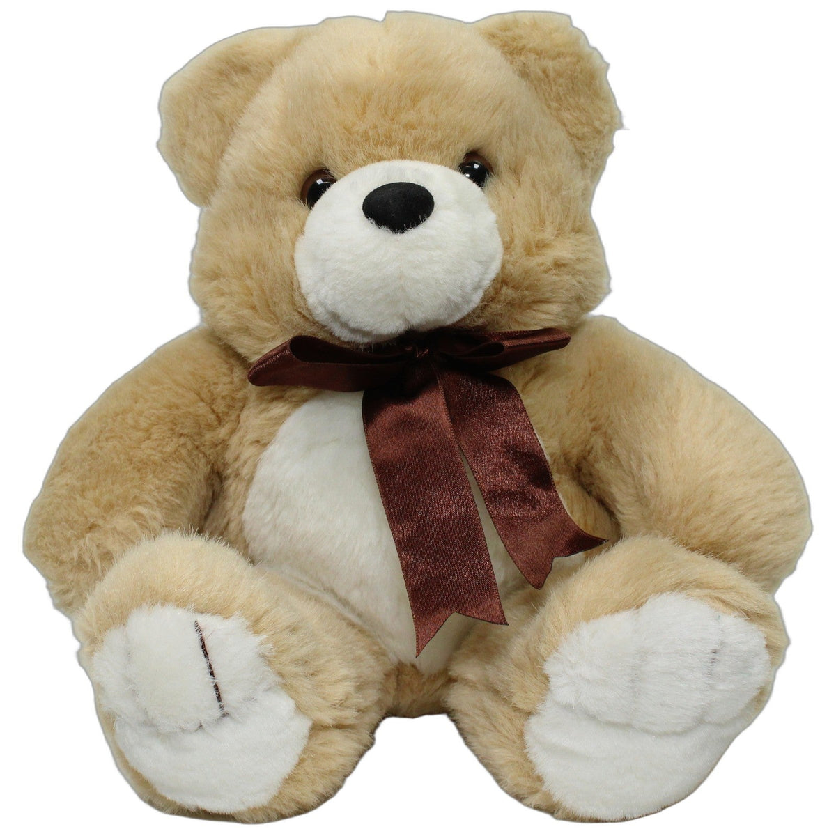 123000028556 Ostoy Beiger Bär mit Schleife, sitzend Kuscheltier Kumpel Leo 30cm Beige Braun