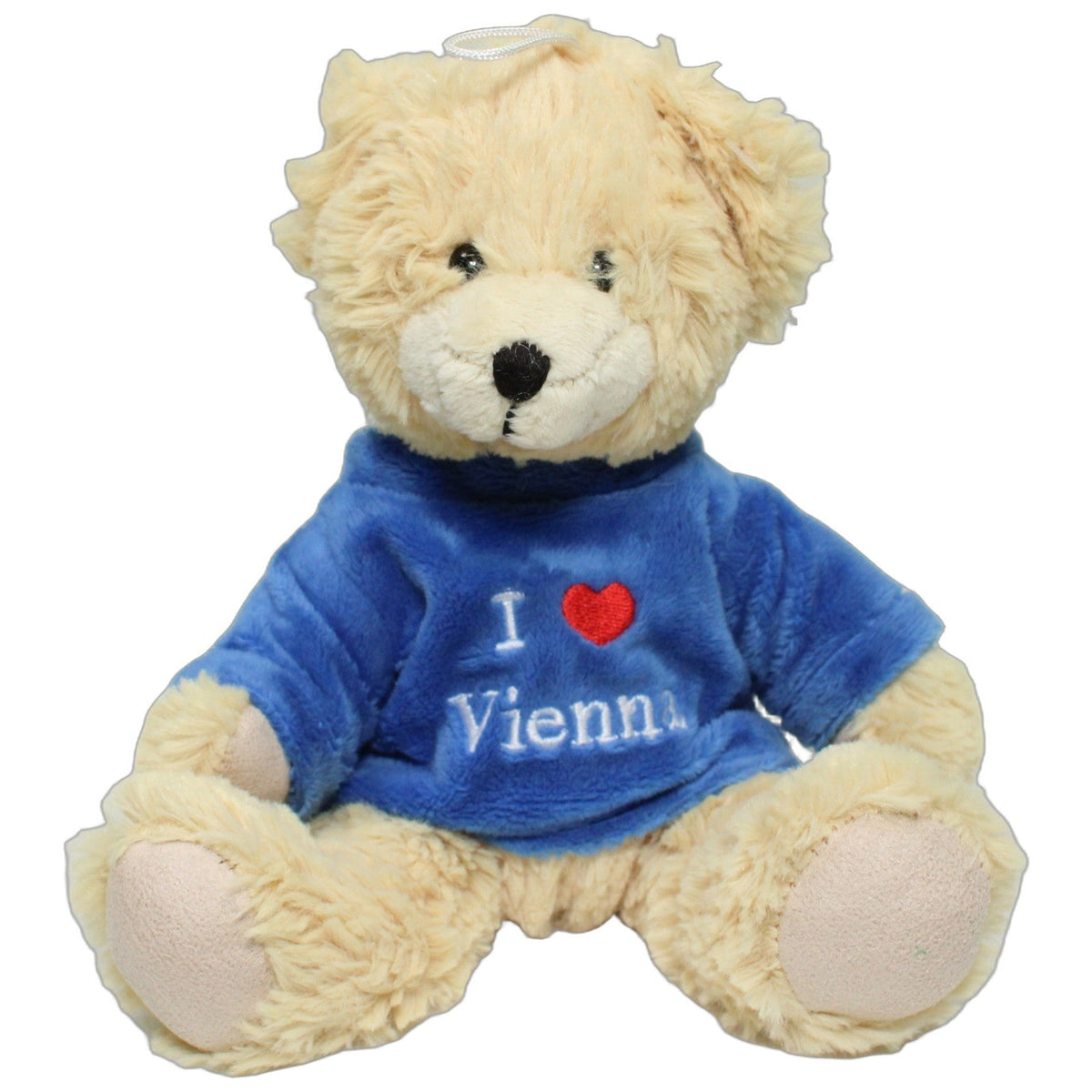 123000028581 Edeltraut Hofmann Sitzender Teddy mit blauem Pulli "I ❤ Vienna" Kuscheltier Kumpel Leo 20cm Beige Blau