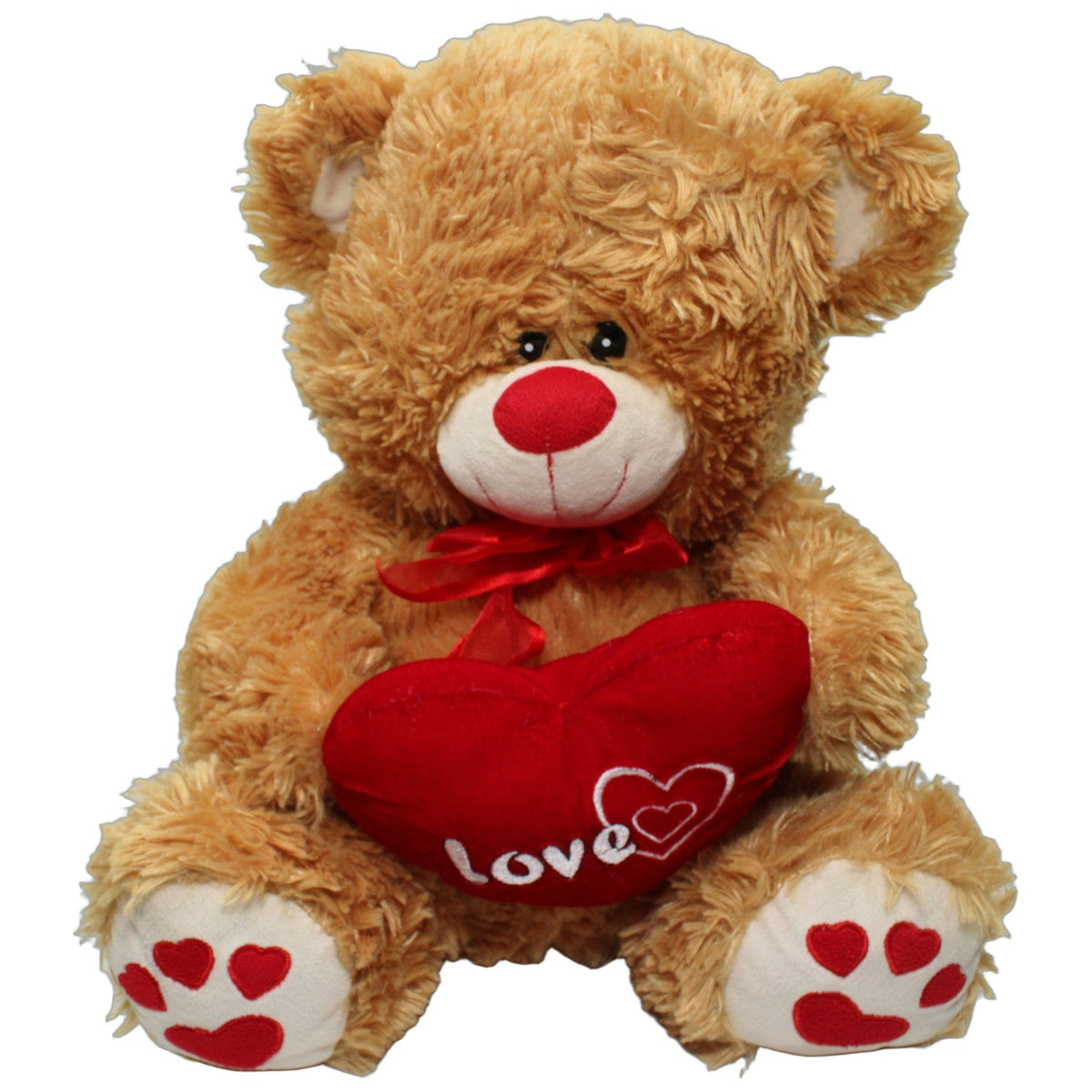 123000028619 JW-Trade XL Teddy mit Herz "love ❤", sitzend Kuscheltier Kumpel Leo 40cm Beige Braun
