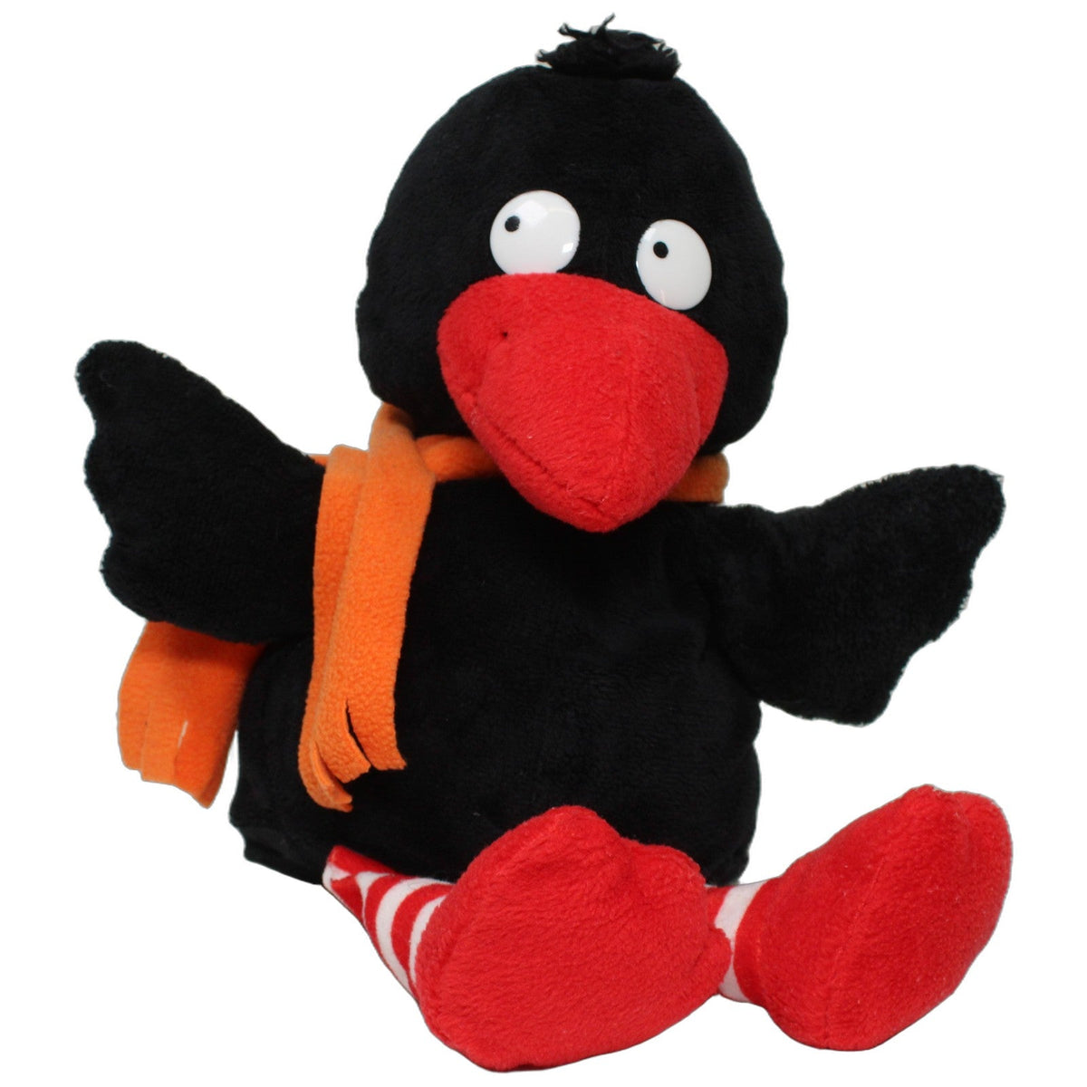 123000028645 Unbekannt Rabe mit orangem Schal Ganzkörper-Handpuppe Kumpel Leo 35cm ebay-20-stofftiere Ganzkörper-Handpuppe