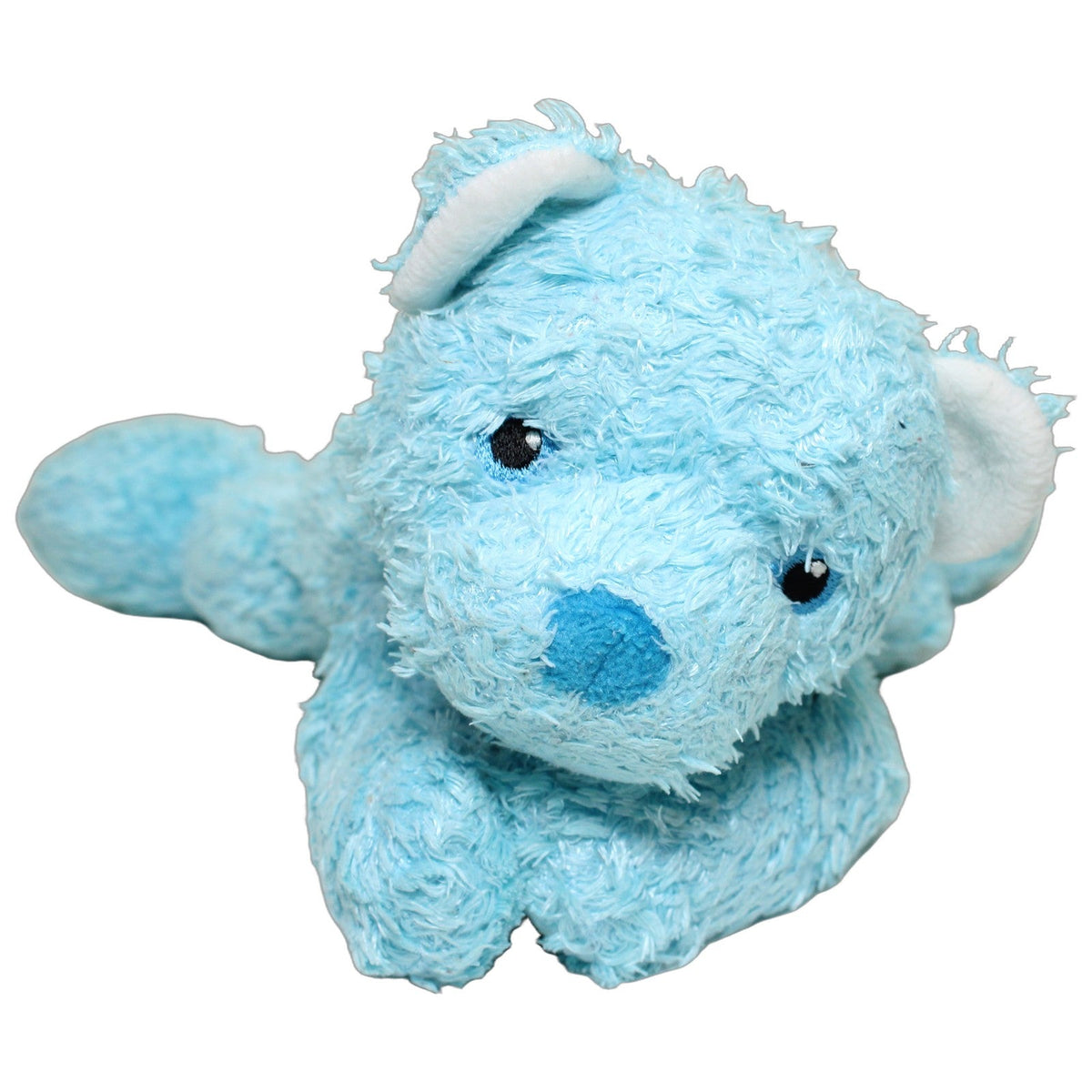 123000028651 TY Hellblauer Teddy mit Rassel-Geräusch, liegend Kuscheltier Kumpel Leo 2001 33cm Blau