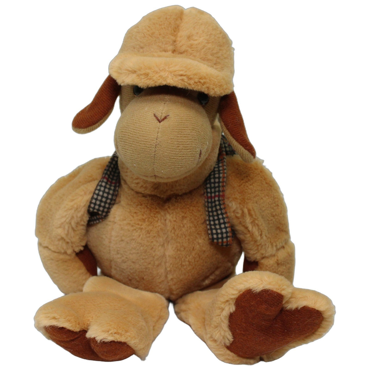 123000028760 Centor Warenhandel Schlenker Kamel mit Kappe & Rucksack, sitzend Kuscheltier Kumpel Leo 30cm Beige Braun