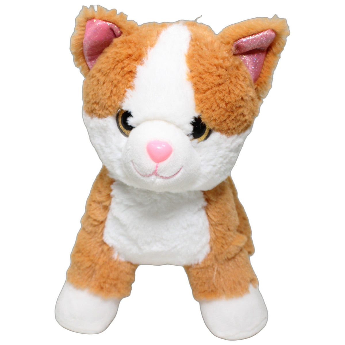 123000028787 Sunkid Süße Katze mit rosa Glitzerohren, braun-weiß Kuscheltier Kumpel Leo 24cm Braun ebay-20-stofftiere