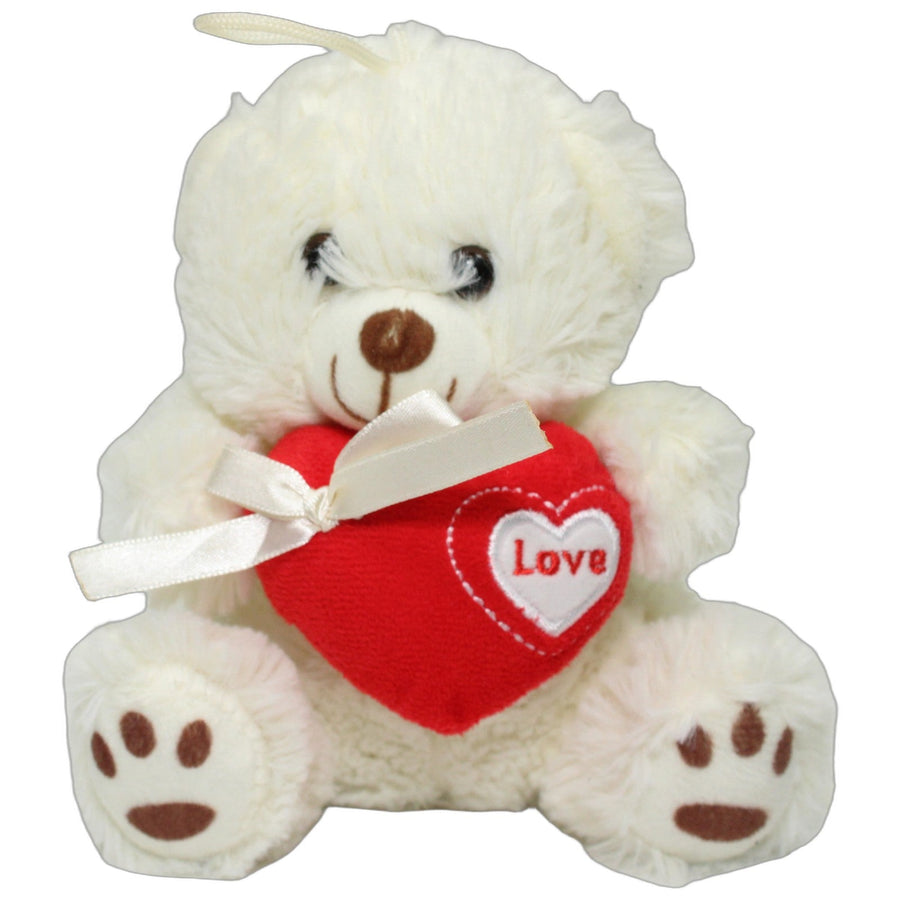 Weißer Teddybär mit Herz "Love", sitzend