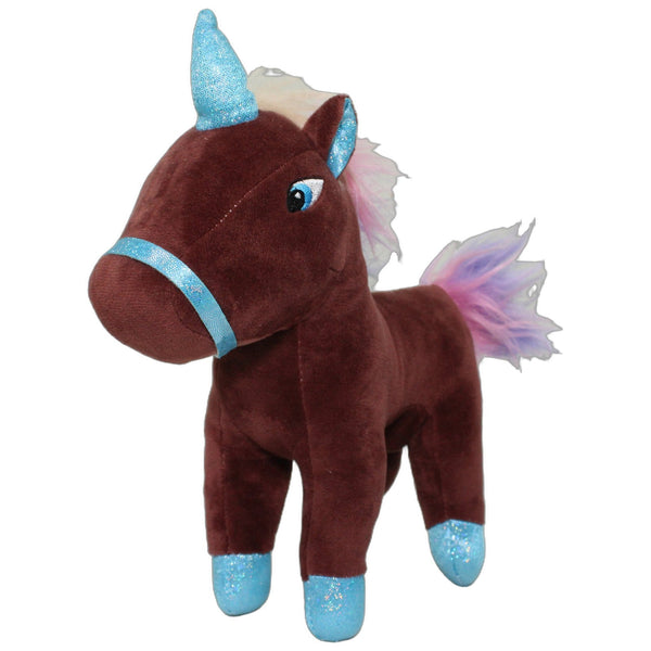 Braunes Einhorn mit blauem Horn