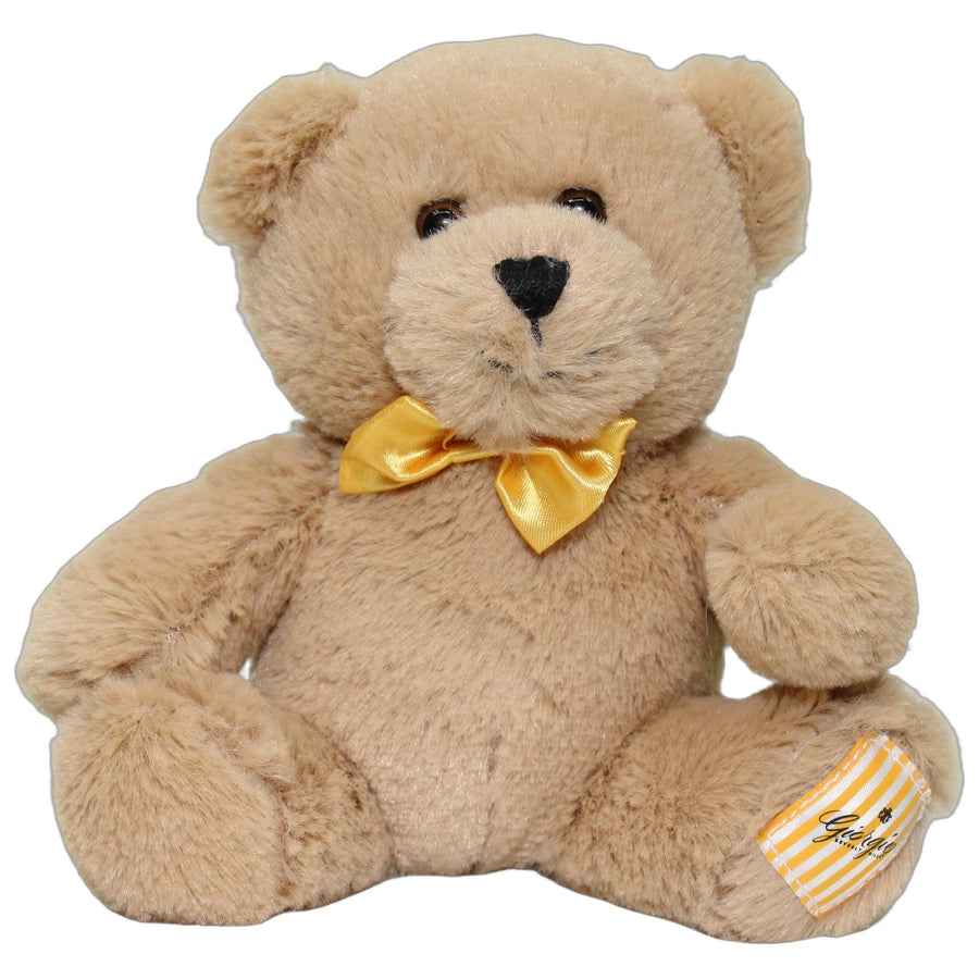 Hellbrauner Teddybär mit gelber Schleife