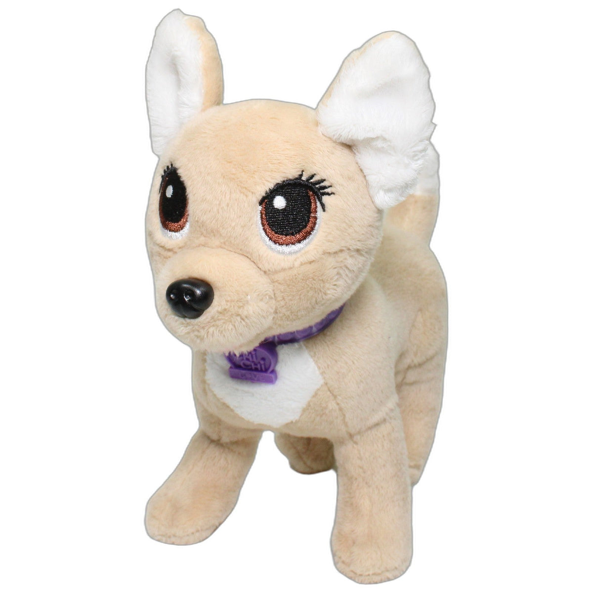 123000028938 Simba Chi Chi Love, Chihuahua mit lila Halsband Kuscheltier Kumpel Leo 23cm Beige Braun