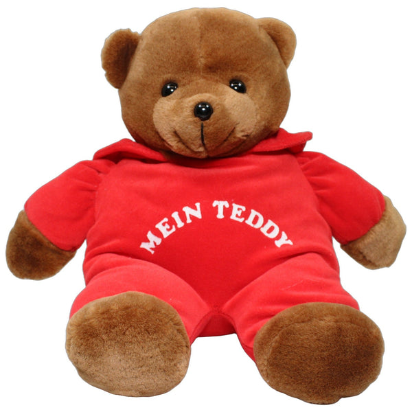 XL Teddybär mit rotem Kapuzen-Anzug "MEIN TEDDY"