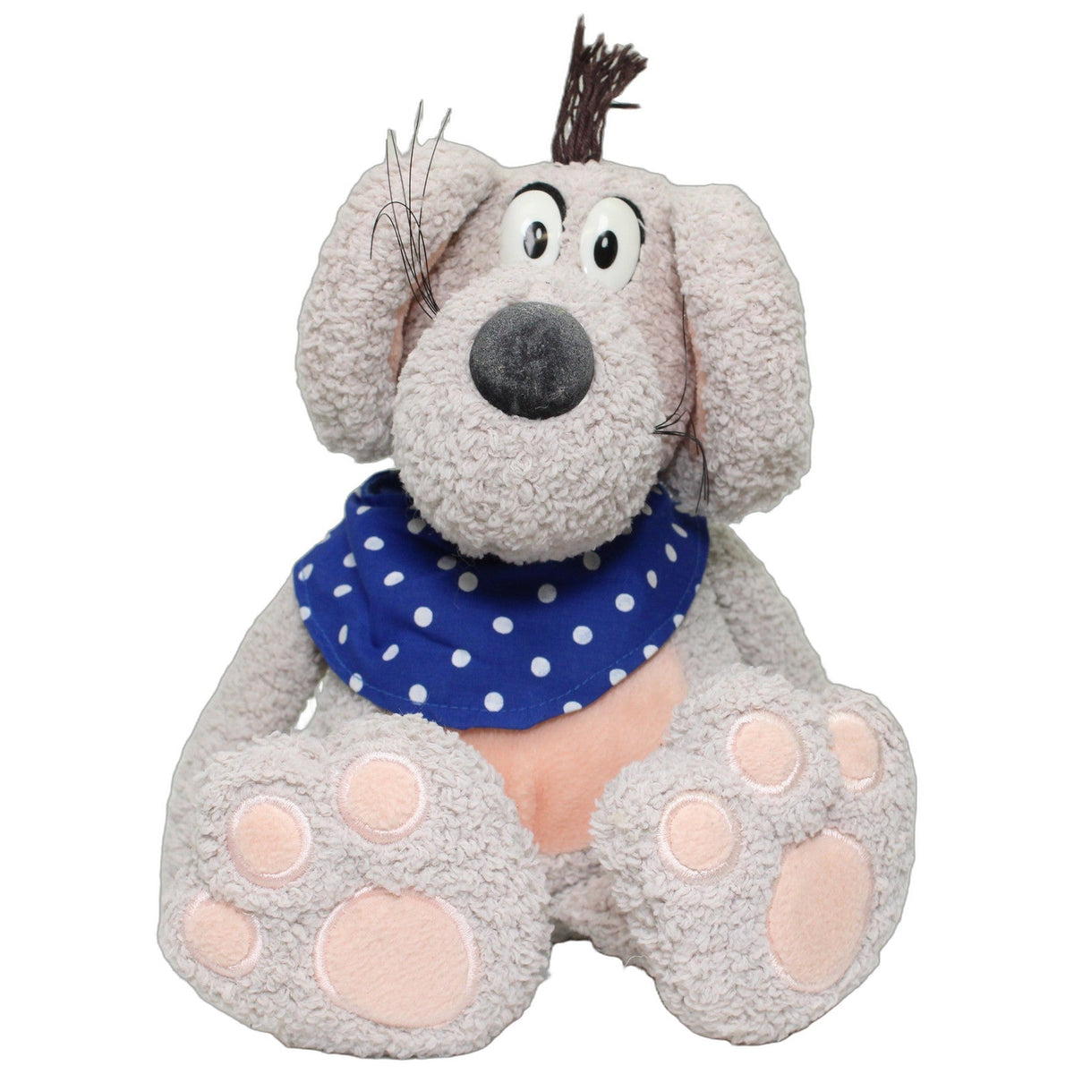 123000029179 Unbekannt Schlenker Ratte mit blau-weiß gepunktetem Halstuch Kuscheltier Kumpel Leo 29cm Beige Blau