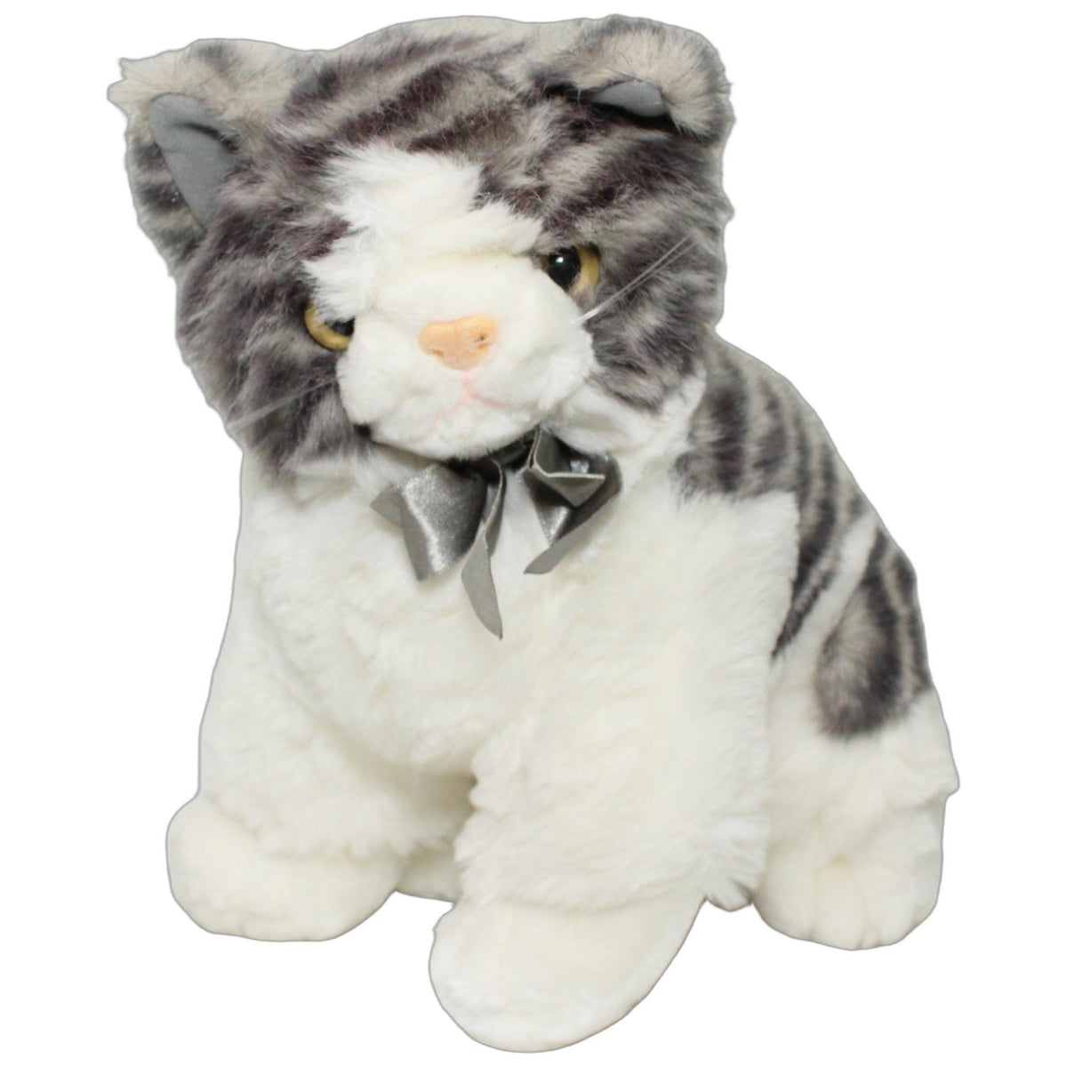 123000029228 Schmusi Gesteiftes Kätzchen mit Schleife, grauweiß Kuscheltier Kumpel Leo 28cm ebay-20-stofftiere Gebraucht