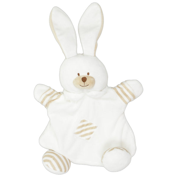 Weißer Hase mit Streifen & Rassel