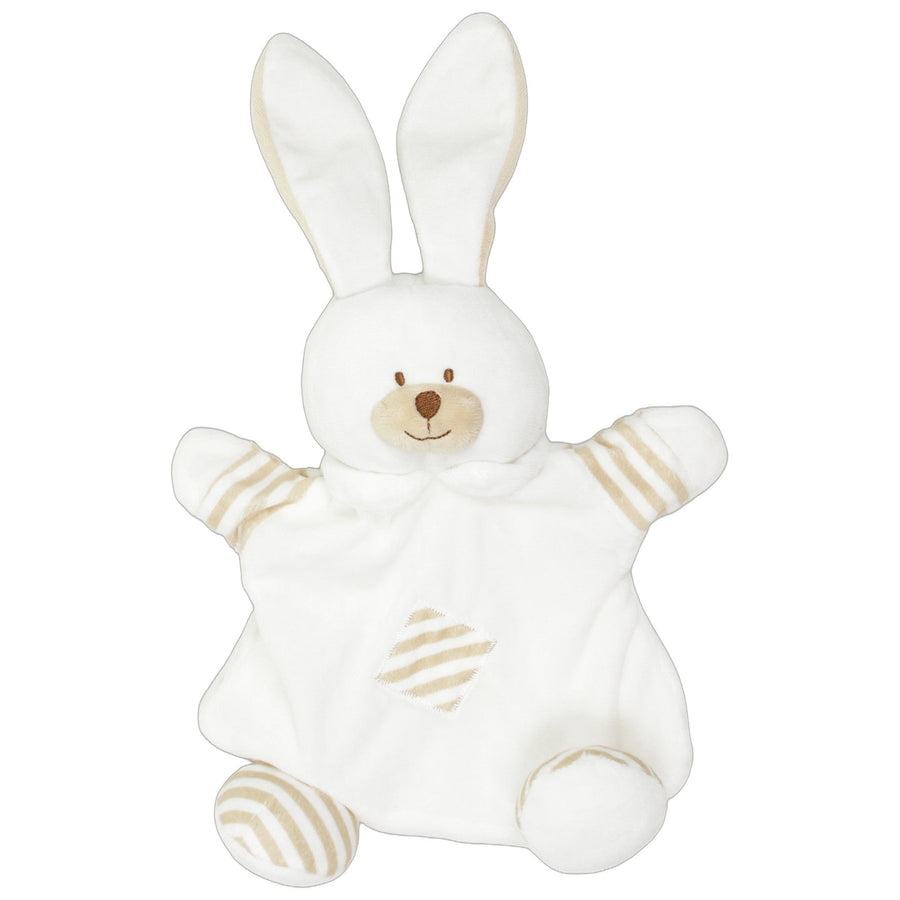 Weißer Hase mit Streifen & Rassel