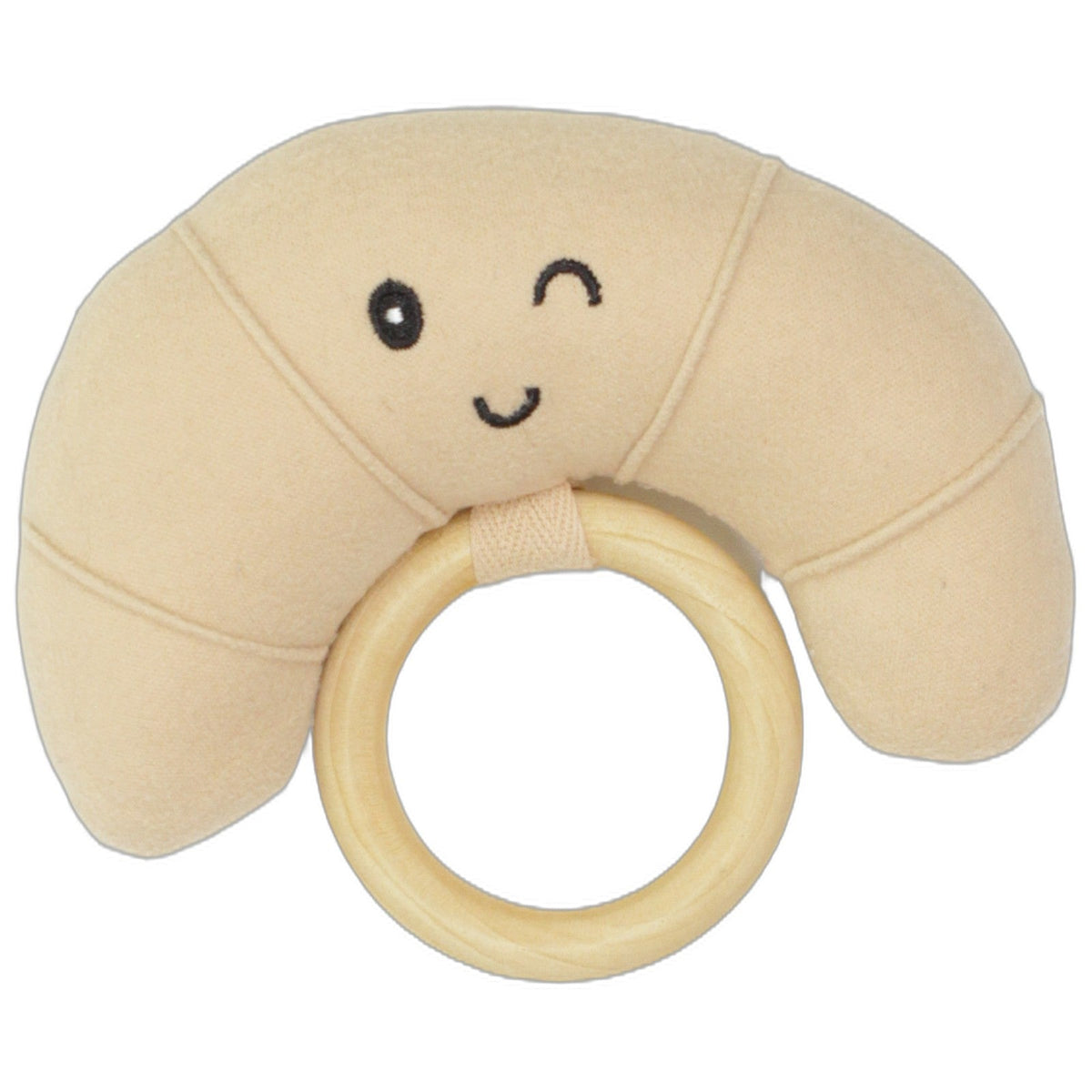 123000029296 Ergee (KiK) Niedliches Croissant mit Holzring Greifling Kumpel Leo 12cm 15cm Beige